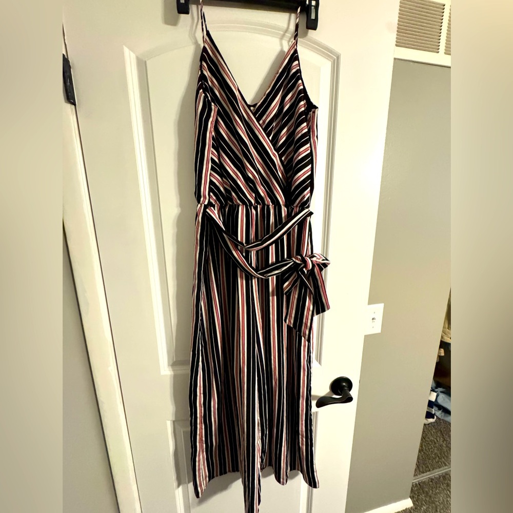 Striped V-Neck Wrap Dress- NWOT